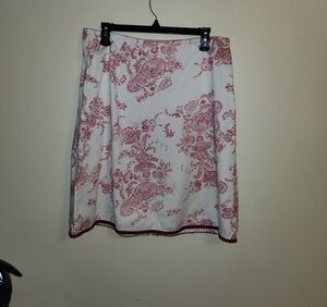 Clio White Skirt with Red Floral Design